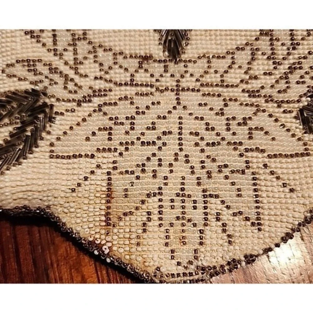 Vintage White Small Beaded Clutch‎ Purse Made in Czechoslovakia By Hand